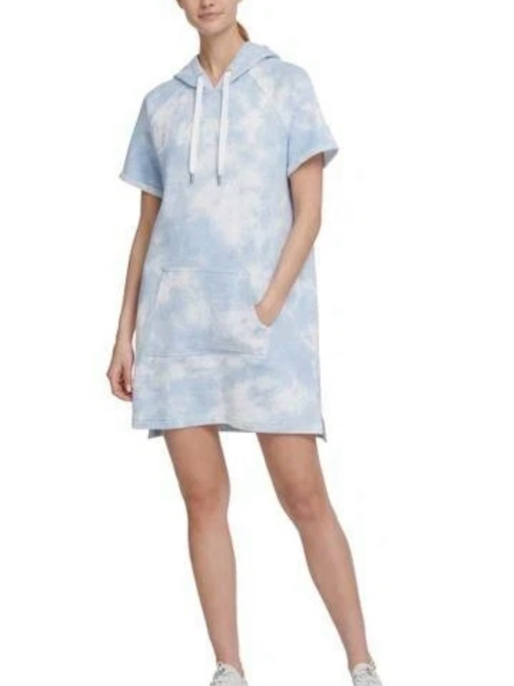 DKNY Sport blue Tie-Dye Hooded Sweatshirt Dress